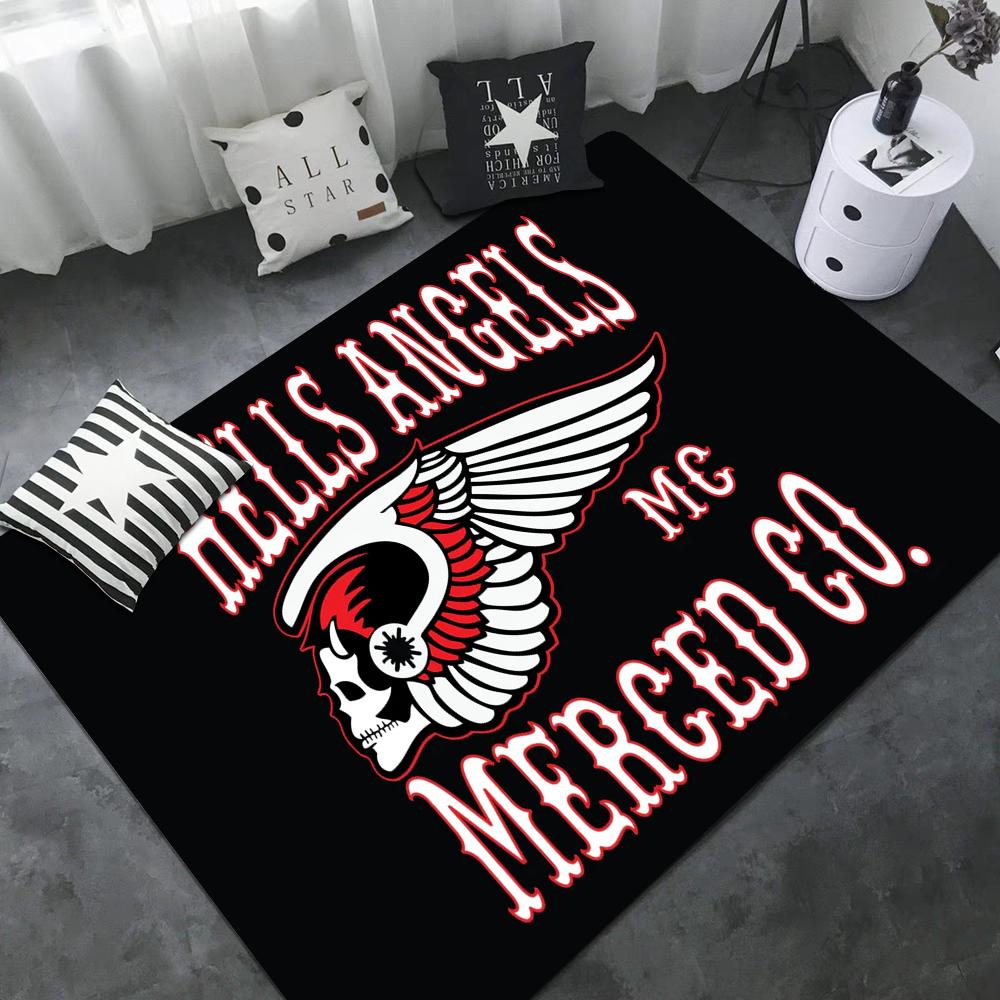 

Hell Angels Винтажний Принт Мотоциклетний Логотип Килимок для Дверей Нордичний Стиль Домашній Килимок для Дверей Ванна-Туалетні Килимки Спальня Килимки Біля Ліжка 40x60cm