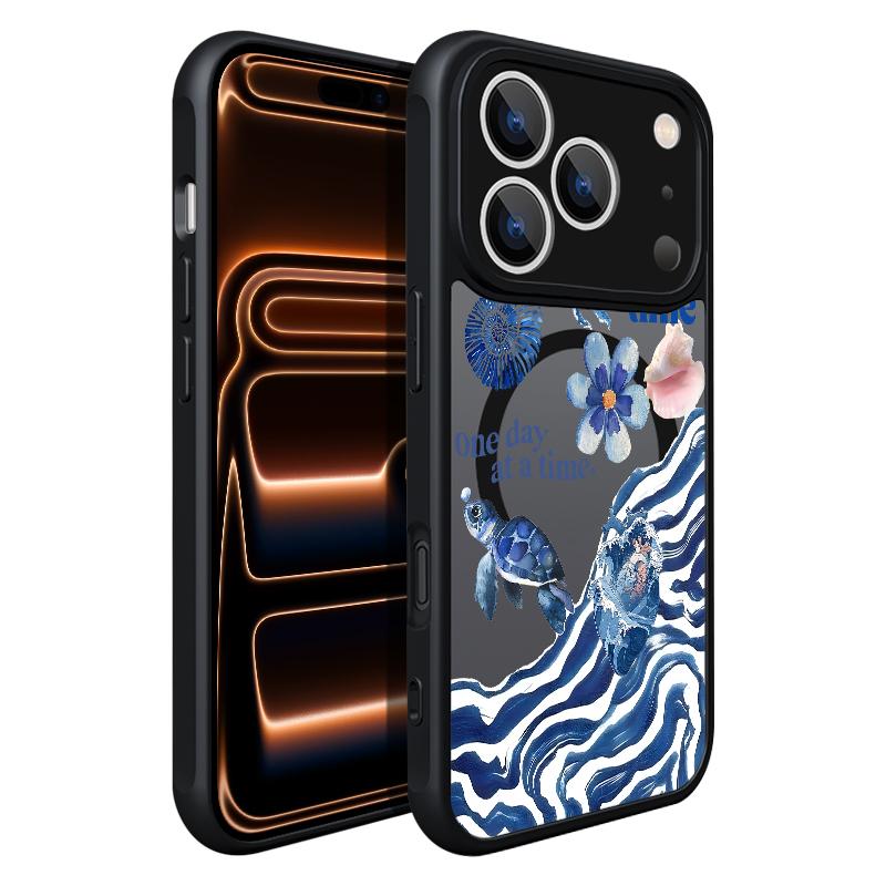 Dolphins Turtles Magnetic Phone Case For iPhone Air 17 16 15 14 Pro Max 13 12 Pro Max 11 16 Plus Magnet Soft Edge Acrylic Cover
