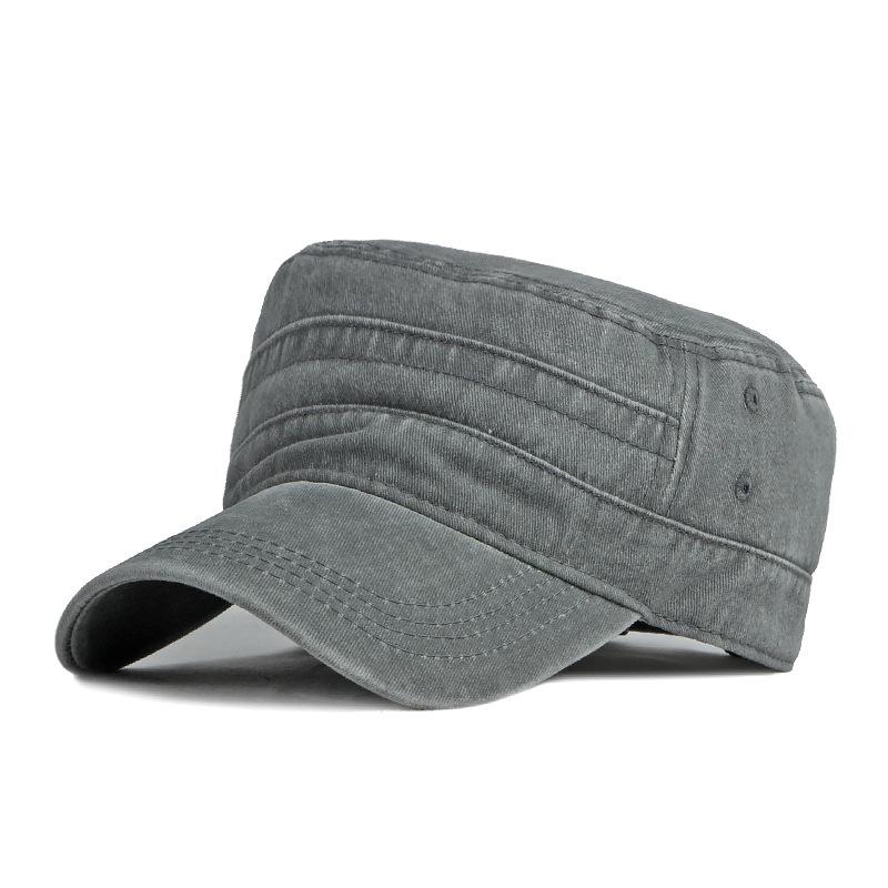 Sombrero de Ejército de Ala Corta Primavera Verano Hombres Mujeres Exterior Retro Algodón Lavado Cabeza Grande Protector Solar Gorras Planas Gorra Militar Sombreros de Pesca