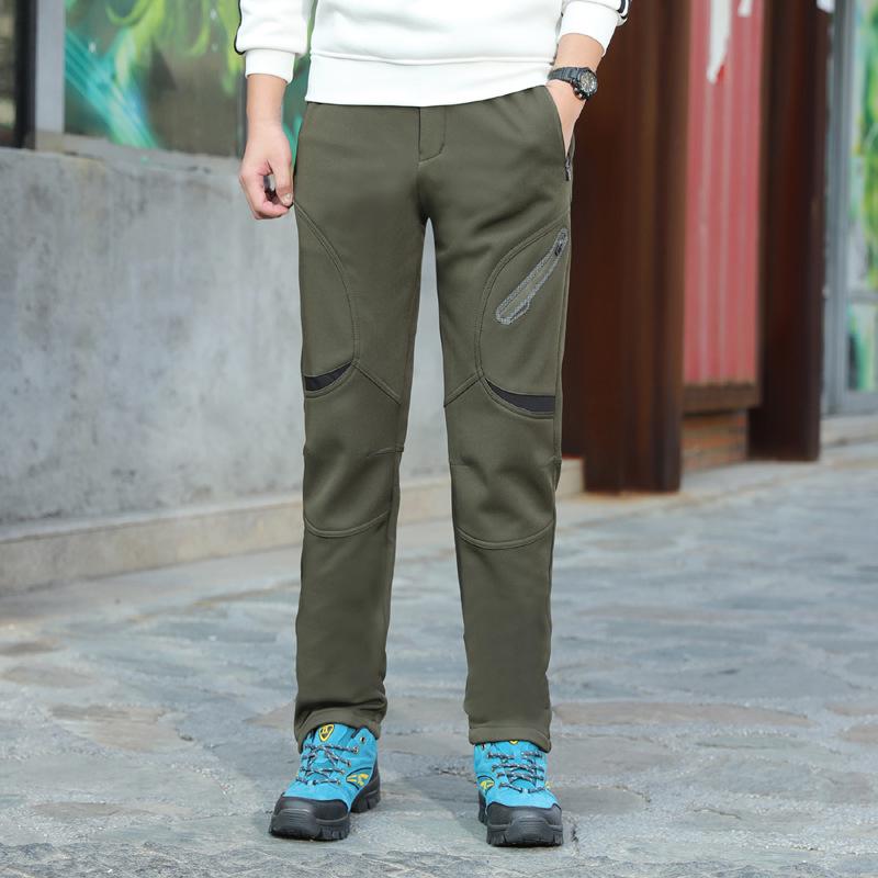 Men's Plus Size Fleece-Lined Waterproof Softshell Hiking Pants - XL