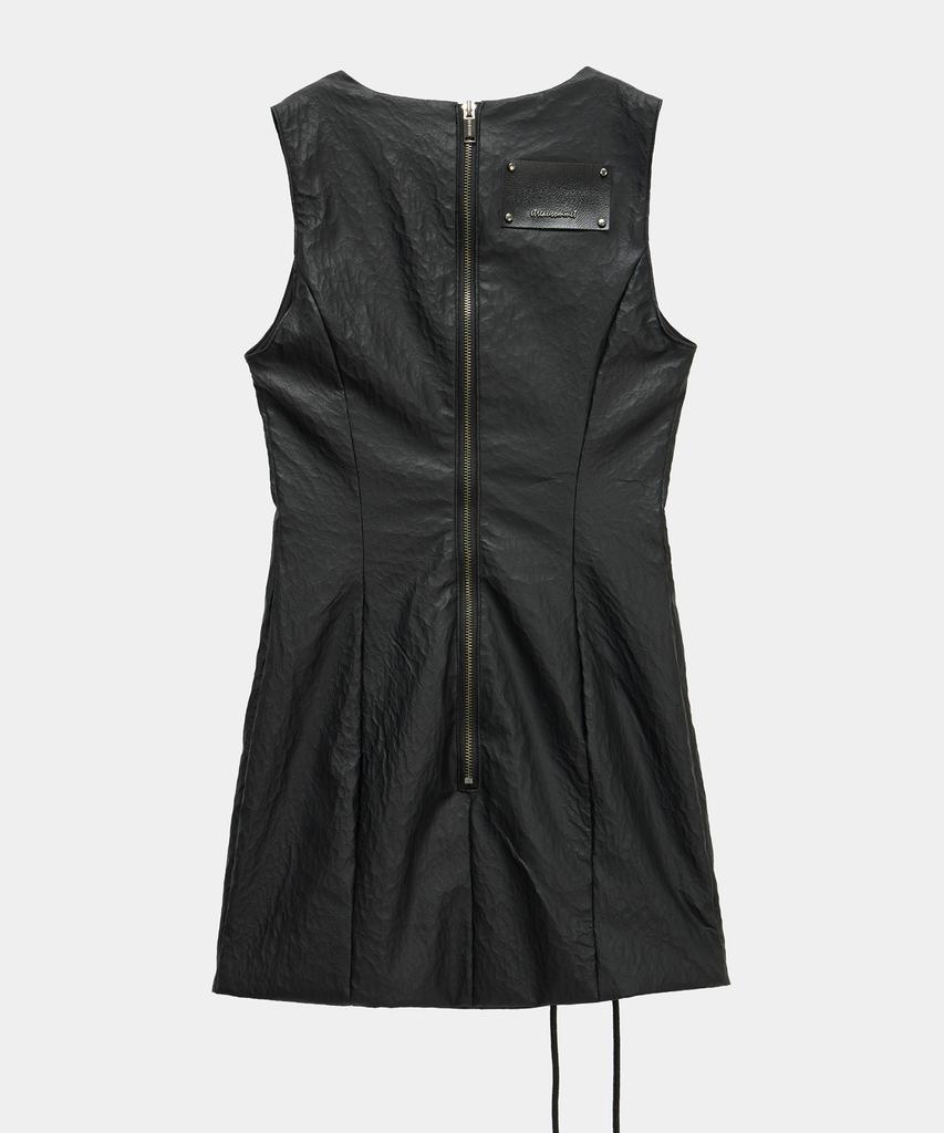 ETRE AU SOMMET Corset Panel Leather One-Piece (Black)