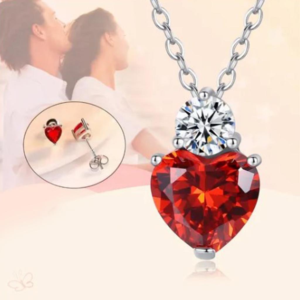 Clavicle Chain Red Love Stainless Steel Zircon Necklace Clavicle Chain Pendant for Dating