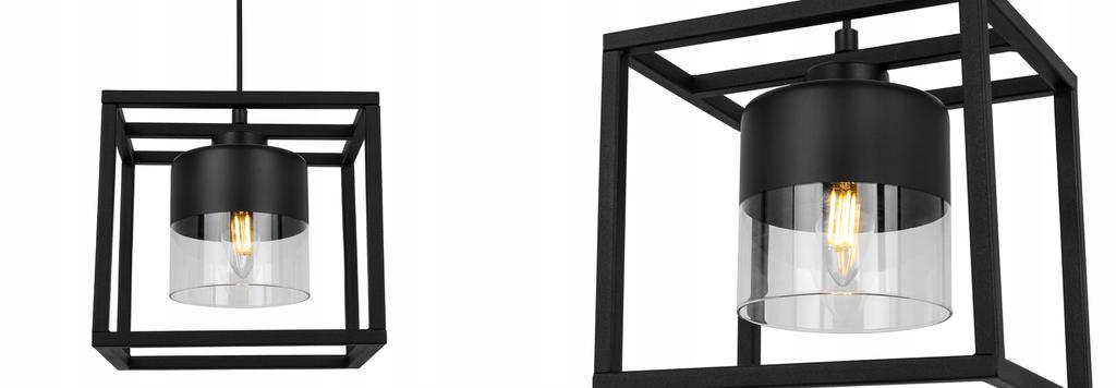 Loft Hanging Lamp, Modern Cage, Glass Lampshade