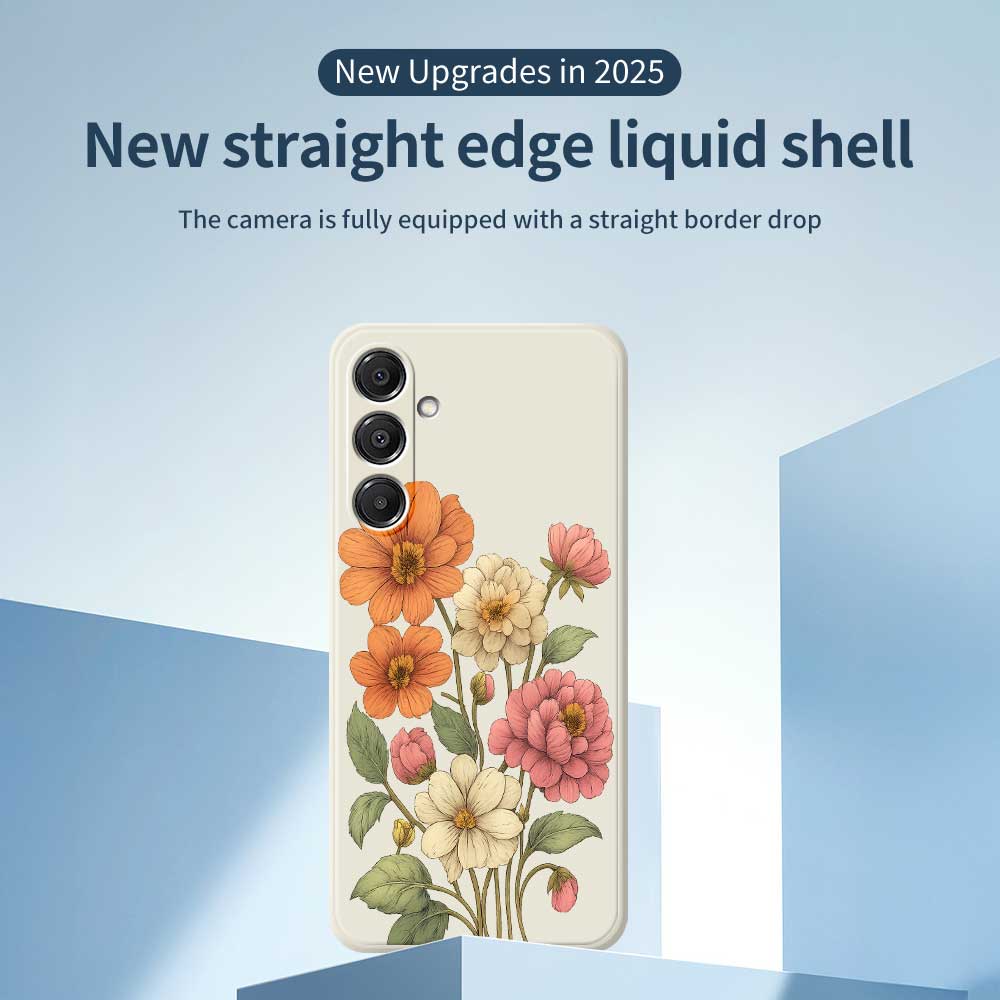 For Samsung Galaxy A16 5G/4G Case Beautiful Flowers Pattern Printing Straight Edge TPU Phone Back Cover