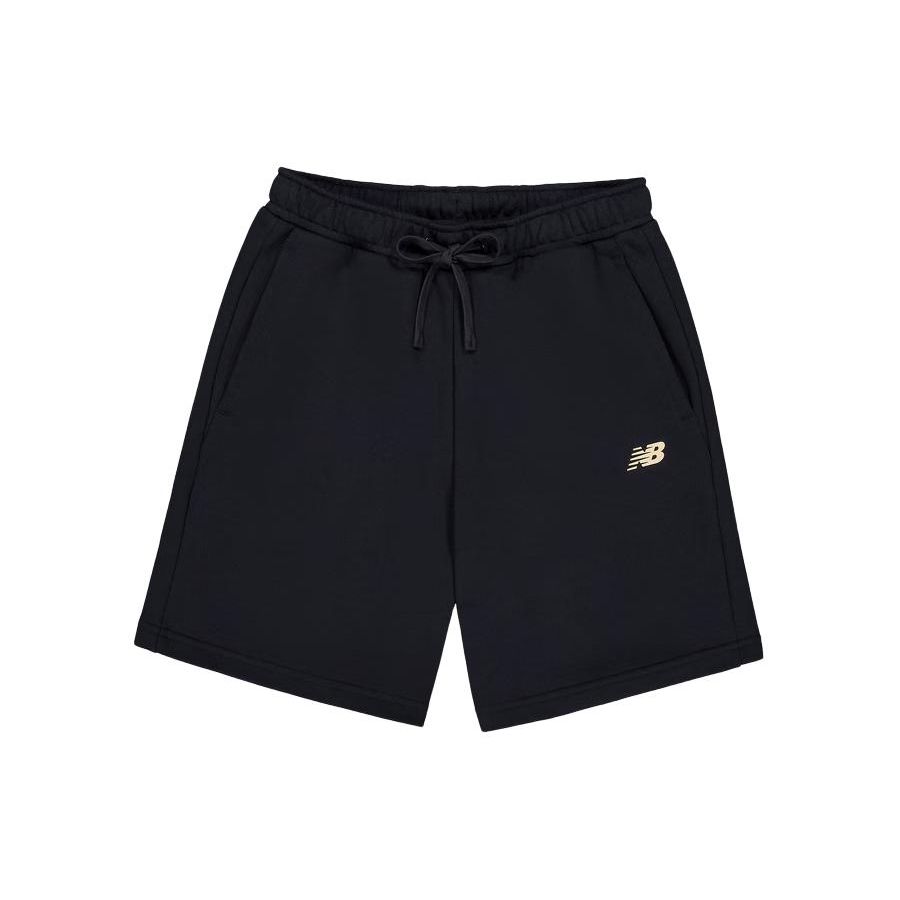 

New Balance Сплошной цвет с маленьким логотипом для фитнеса и шнурком, удобные вязаные спортивные шорты, мужские брюки, черный AMS41365-BK