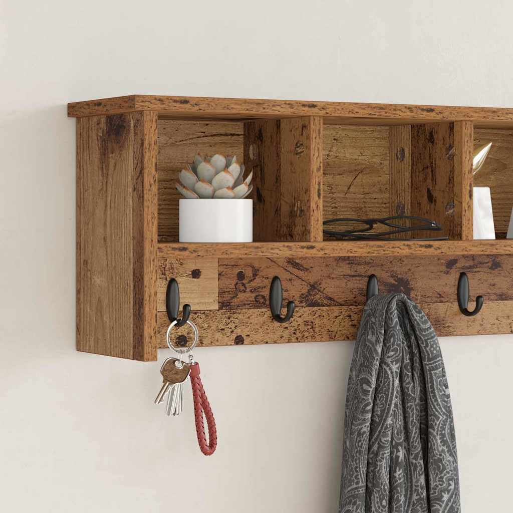 Wall Mounted Nightstand with Shelf Reclaimed Wood Look 100 x 16 x 26 cm