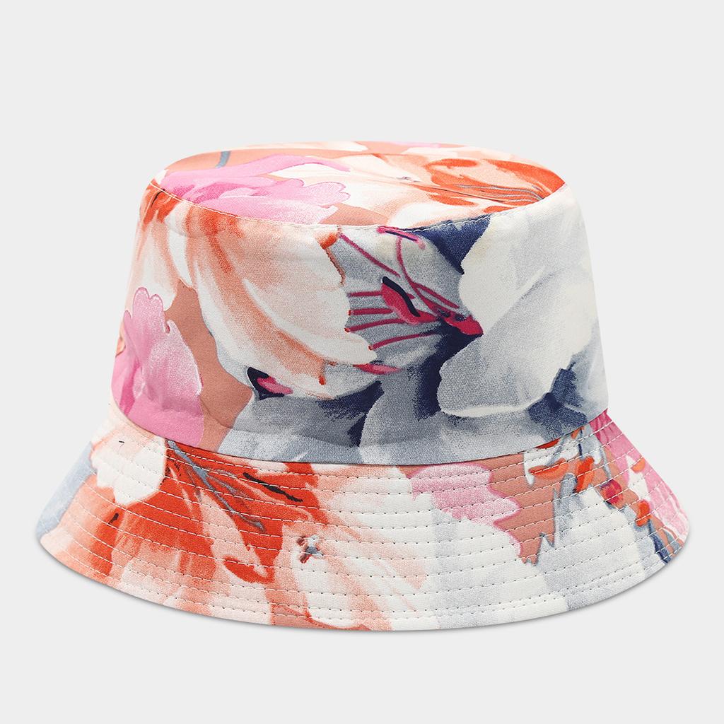 Women's Foldable Bucket Hat Flower Pattern Wide Brim Sunshade Spring Summer Outdoor Sunhat for Protection