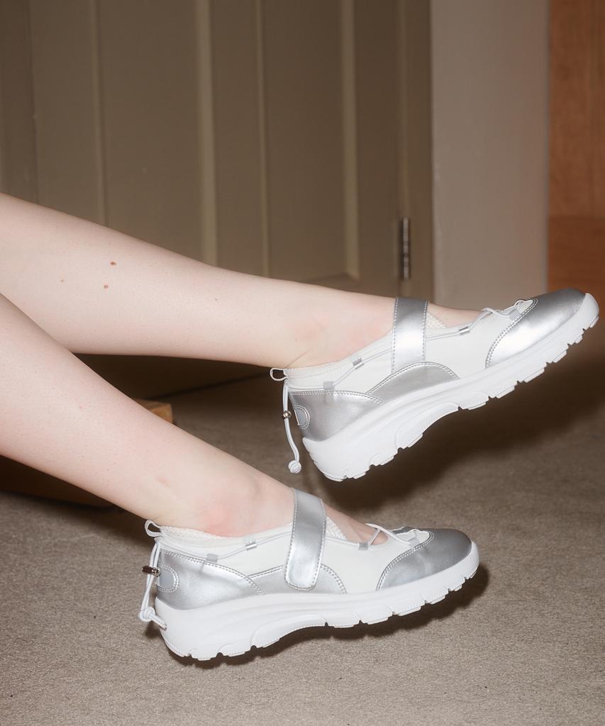 Tthone Freya Strap Velcro Sneakers 4Cm [Silver]