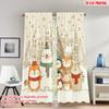 2pcs 2D Flat Printing Happy Christmas Fashion Curtains Cute Christmas Animals Snowflakes Holiday Digital Printed Polyester