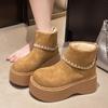 Fashion Platform Thick Bottom Fur Women Snow Boots Autumn Winter Women's Shoes Female Warm Cotton Height Increase  Short Booties