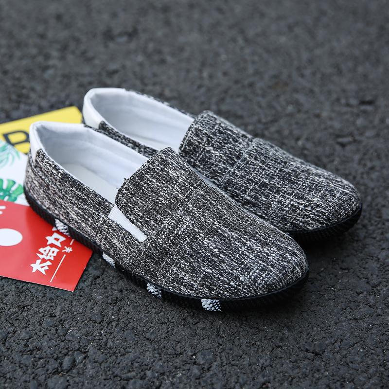 Fashion Men's Fashion Loafers 2025 Summer Canvas Shoes Breathable Lightweight Casual Shoes Lazy Soft Soled Trendy Casual Single Shoes