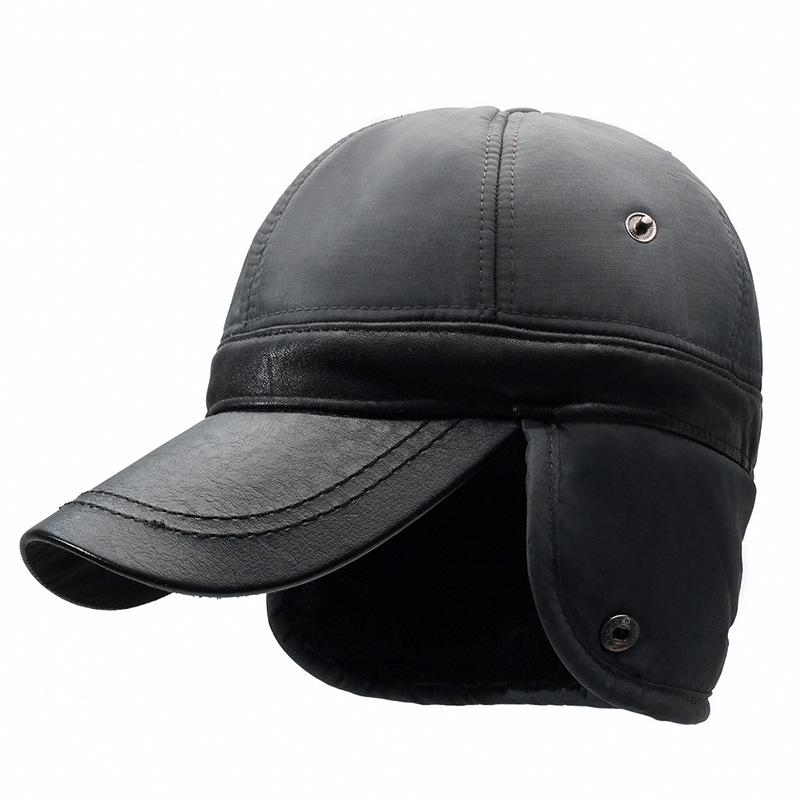 Winter Plush Ear Protection Cotton Baseball Hat for Mid to Elderly Men - Keeps Warm and Windproof, Lei Feng Style