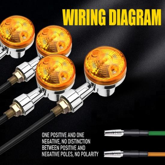 For Yamaha Kawasaki Honda 4X Motorcycle Turn Signals Round Light Chrome Amber I