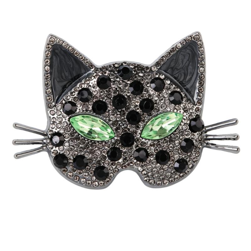 Sparkling Cat Head Brooches For Women Unisex 4-Color Luxury Lovely Kitty Pets Animal Office Party Brooch Pins Gifts