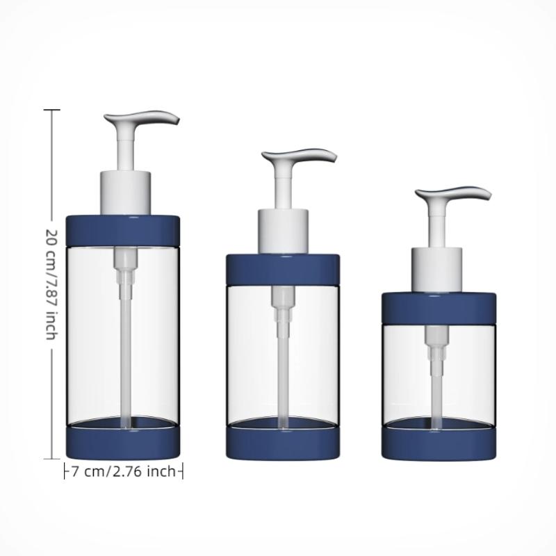 1Pcs Plastic Press Empty Shampoo Bottle High-Capacity Refillable Travel Portable Container Shower Gel Bottle Transparent