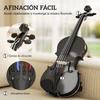 Wooden Violin, Full Size 4/4, Case, Bow, Rosin, Tuners, Strings, Shoulder Rest, Black