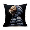 European Linen Cat Print Sofa Pillow Cover