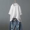 European & American Women's Cotton-Linen Ruffled Short-Sleeve Shirt