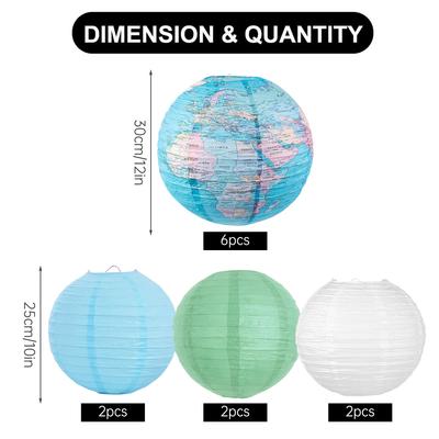 Conjunto de Lanternas de Papel Lanternas de Papel Penduradas Decorações de Festa de Teto Combinação Mapa Mundial Lanternas Macaron para Sala de Aula Escolar