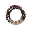 Chinese Style Golden Sandalwood Cat's Eye Double Strand Bracelet - Simple, Stackable Design for Women