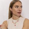 Collier Luxenter en argent 925 avec cristal rose finition en or jaune 18k - Rioka