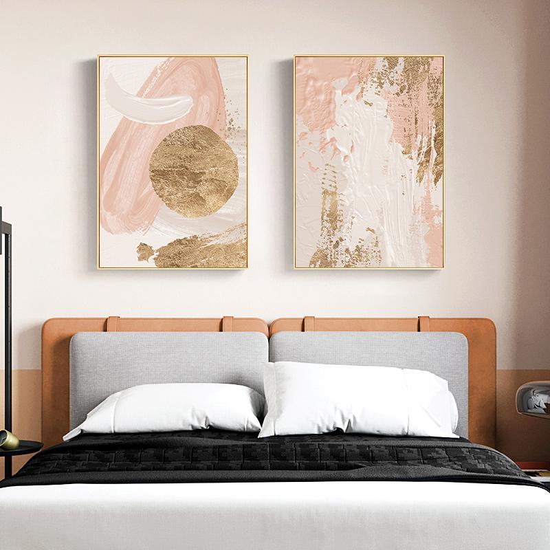 Abstract Watercolor Pink Golden Rendering Modern Decorative Picture Canvas Wall Art Poster for Living Room Office Decor