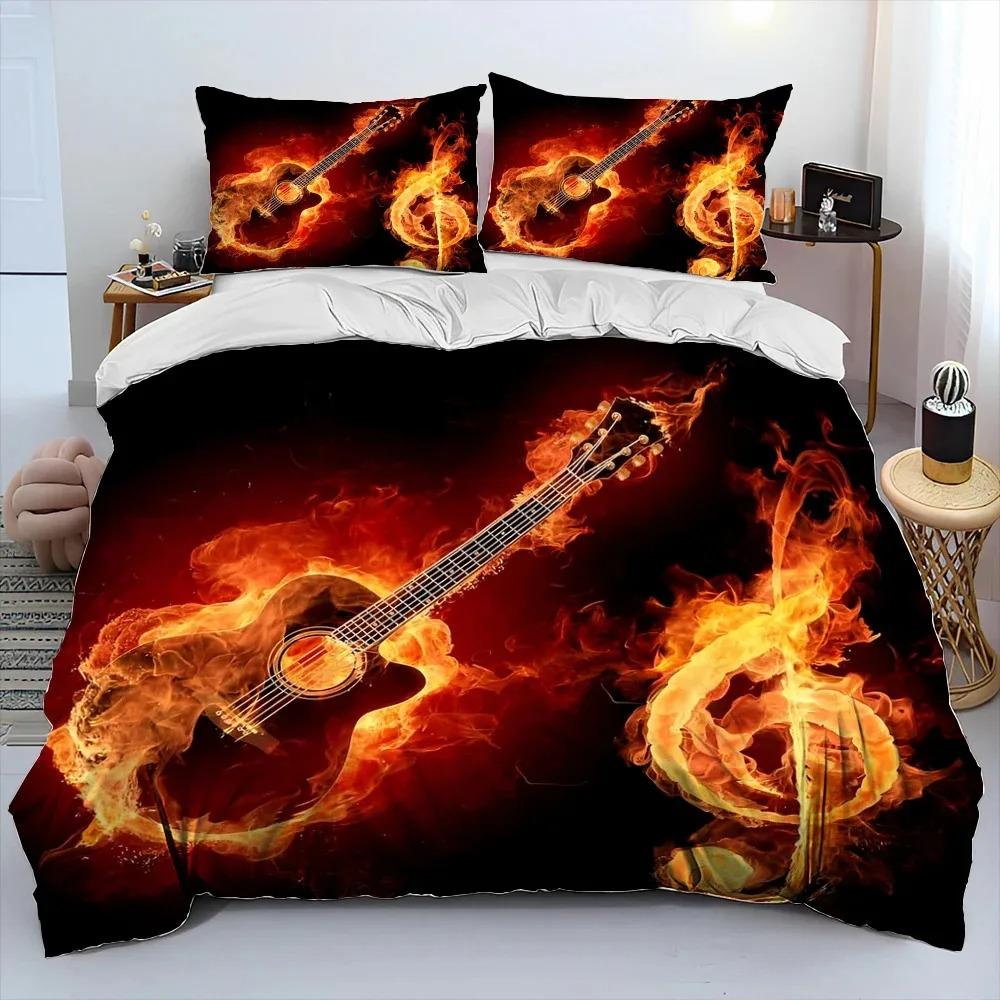 3PC Bedding Set Classical Electric Guitar 3D Printed Duvet Cover BeddingSet Comfortable Breathable Luxury Sheet Cotton Bedding