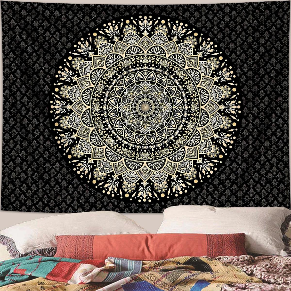 

VIKAMA Indian Mandala Tapestry Psychedelic Hippie Bohemian Living Room and Bedroom Wall Hanging Home Decor 74x94cm(29x37in)