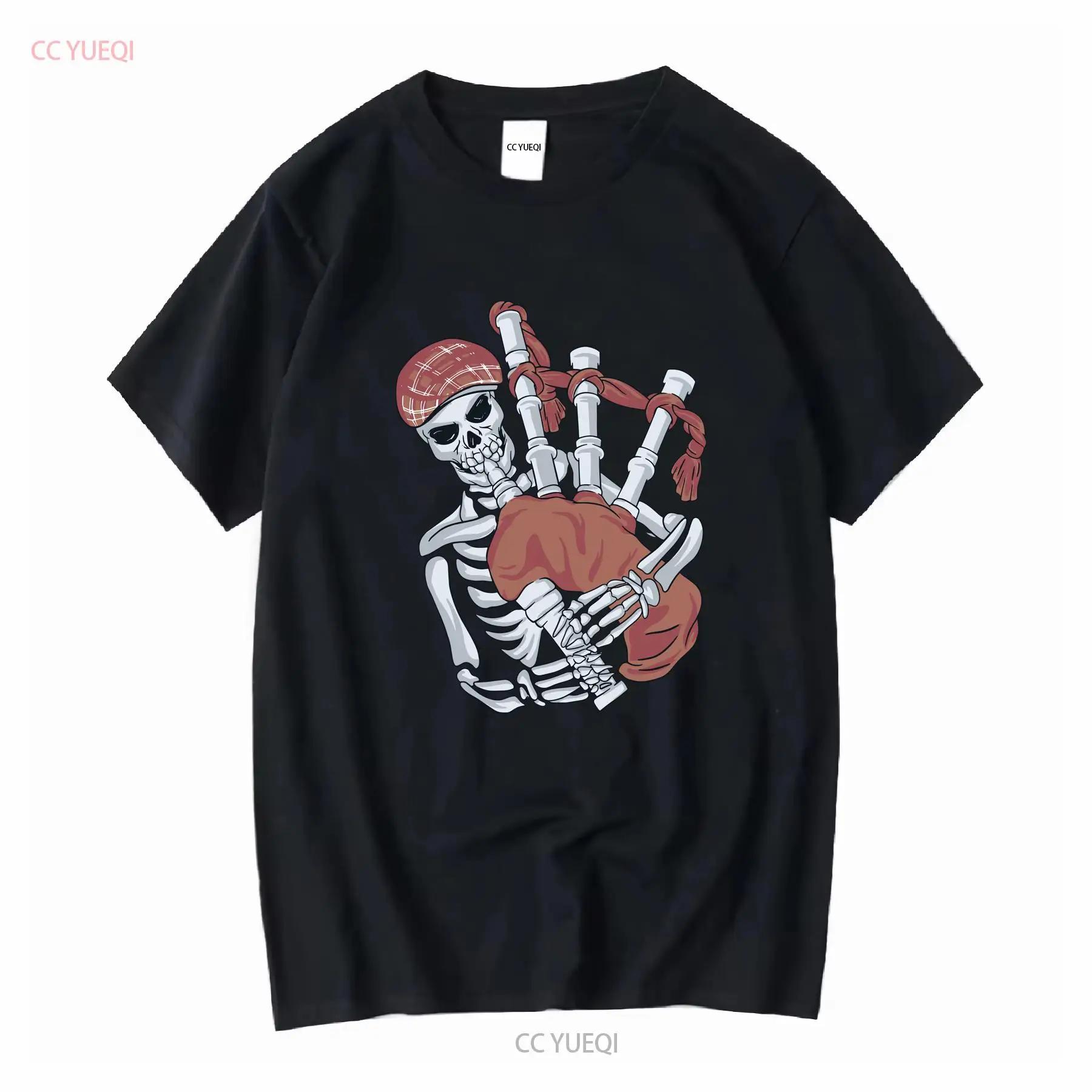 A Skeleton Playing the Bagpipes Mens Cotton T Shirt Top vintage Washed Comfortable Unisex Casual graphic Stretched homme S разноцветный