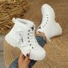 Fashion Warm Plush Waterproof Thick Bottom Snow Boots Women 2025 Winter Fluffy Fur Lace Up Ankle Boots Non Slip Woman's Hiking Shoes 43