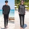 2 Pcs/Set Unisex Swimsuit Set Long Sleeves Quick-drying Fake Two-Piece Top Loose High Elasticity Adjustable Waist Couple Surfing Diving Clothes