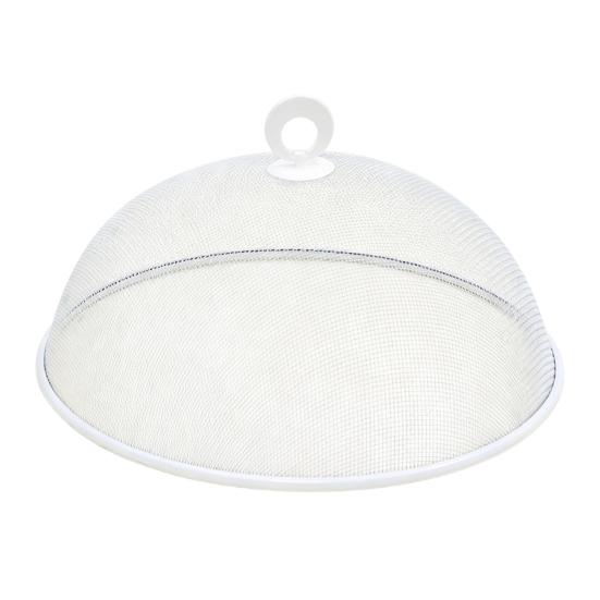 Round Metal Food Cover Fine Mesh Food Protector Heavy Duty Cake Dome Small белый