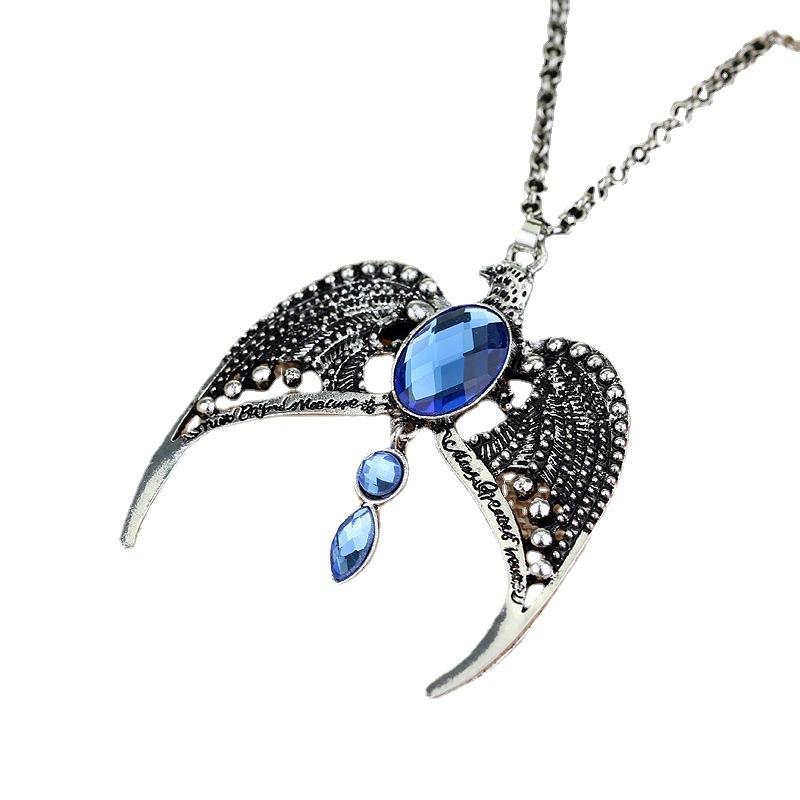 Blue Artificial Gemstone Crown Necklace, Lost Crown, Magic Academy Movie Jewelry Gift