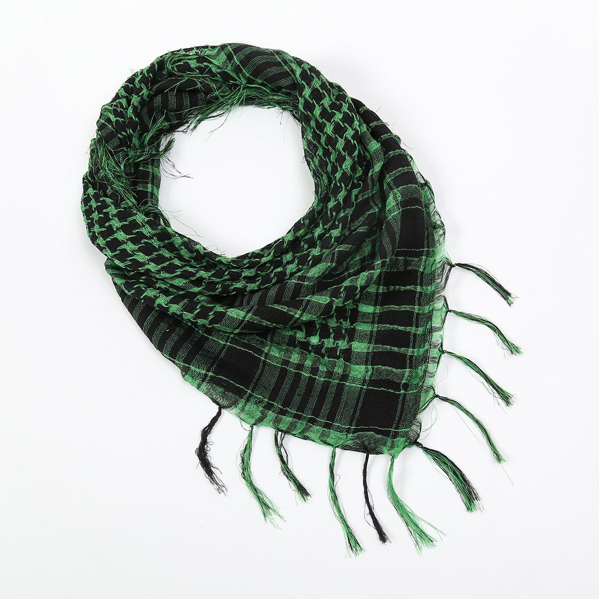 

Luxury Plaid Tactical Desert Tassel Hijab Muslim Headscarf Islam Arab Men Cotton Keffiyeh Fashion Warm Windproof Men Accessories 100x100cm