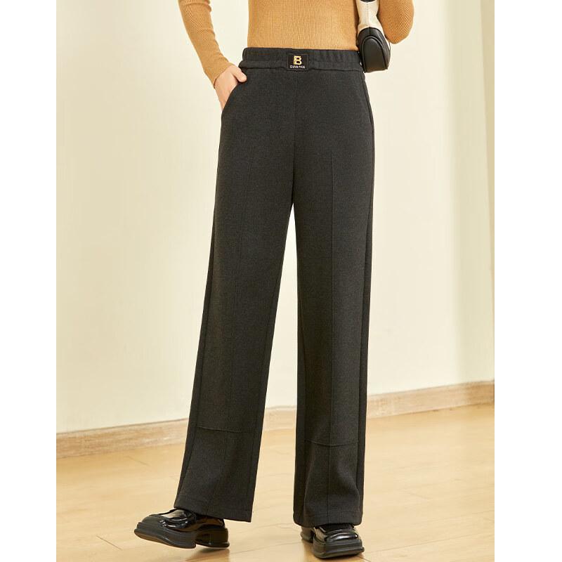 JIANHU Women s Winter High-Waisted Cropped Wide-Leg Wool Blend Trousers 5XL