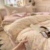 2026 Faux Cotton Washed Lace Bedding Set Floral Duvet Cover