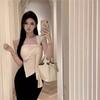 French Small Fragrant Style Irregular Off-the-shoulder Short Suspender Vest Women's Summer Spice Girl Design Sense Chic Outerwear Top