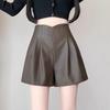 2025 Autumn/Winter Women's High-Waisted A-Line PU Leather Shorts & Slimming Straight-Leg Bootcut Pants