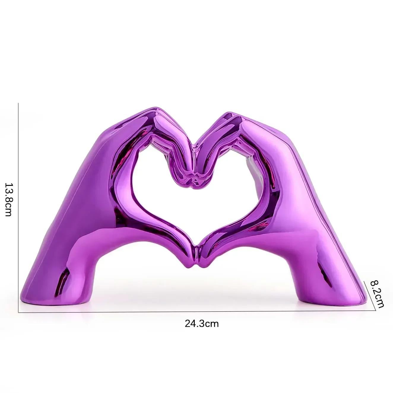 Décoration de maison individualiste Sculpture de geste d'amour Sculpture de main de cœur et figurine Ornement nordique Décoration de chambre Cadeau de mariage