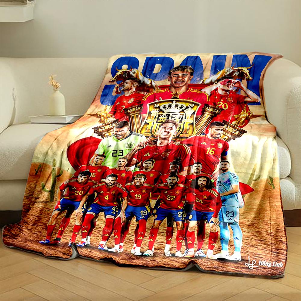 Soccer Star Red Designed Flannel blanket for bedroom, living room, sofa, and nap