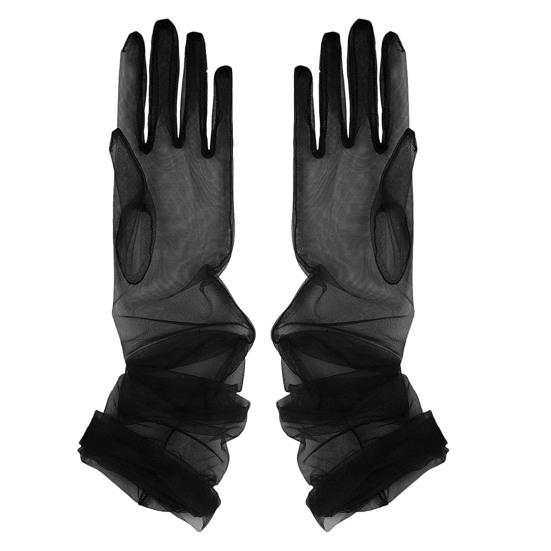 

1 пара свадебных перчаток с рукавами из мягкого прозрачного тюля, ультратонкие декоративные высококачественные нескользящие перчатки для вечеринки чёрный