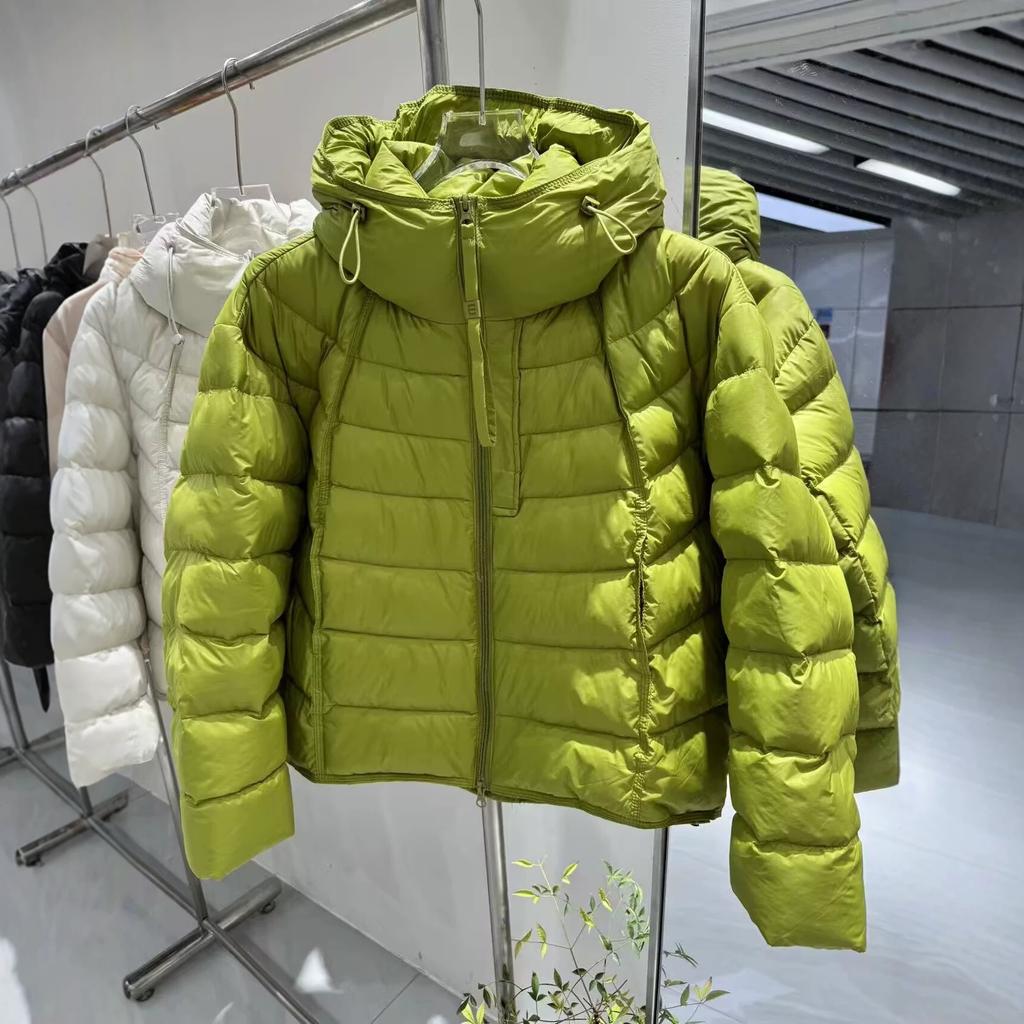 European light and thin hooded down jacket women's short white duck down autumn and winter new ribs loose warm jacket