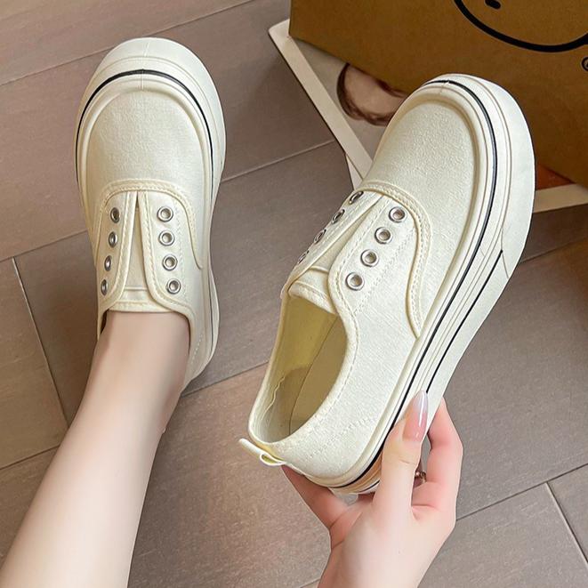 Scarpe da Ginnastica in Tela Retro con Suola Spessa Casual Traspiranti da Donna per Primavera e Autunno