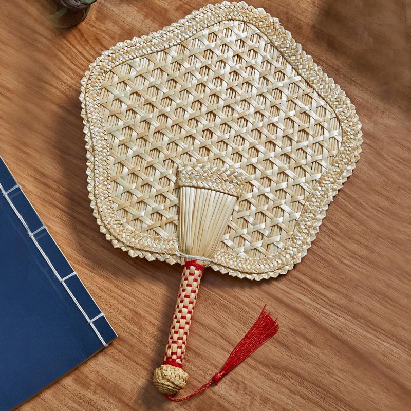 Hand-Woven Elderly Mosquito Repellent Cool Papyrus Straw Fan