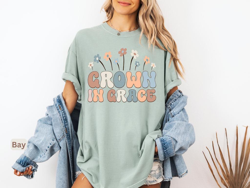Christian Oversized T-shirt, Grow in Grace Comfort Colors Tee