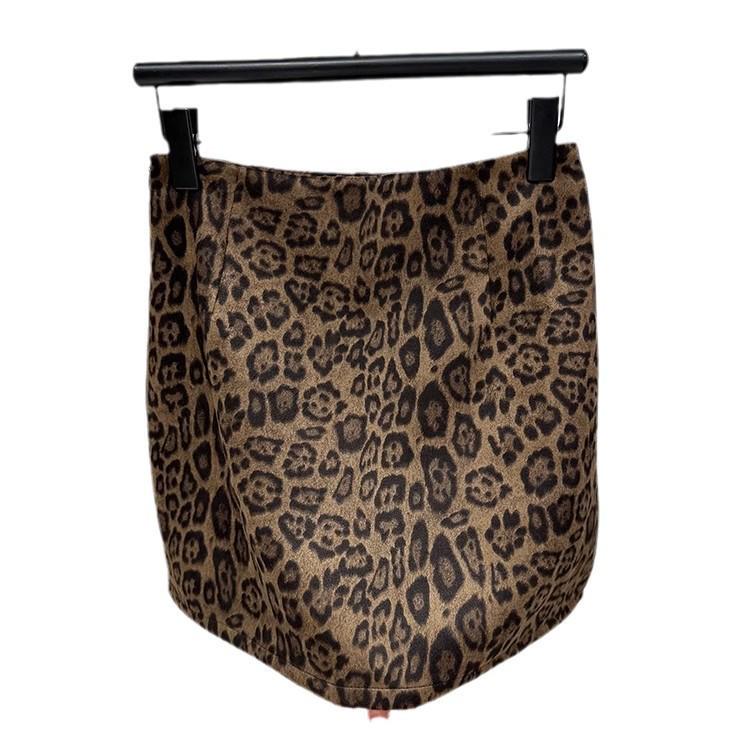 Women's Autumn Leopard Print High-Waisted Slimming Midi Skirt - Fashionable, Versatile, and Youthful