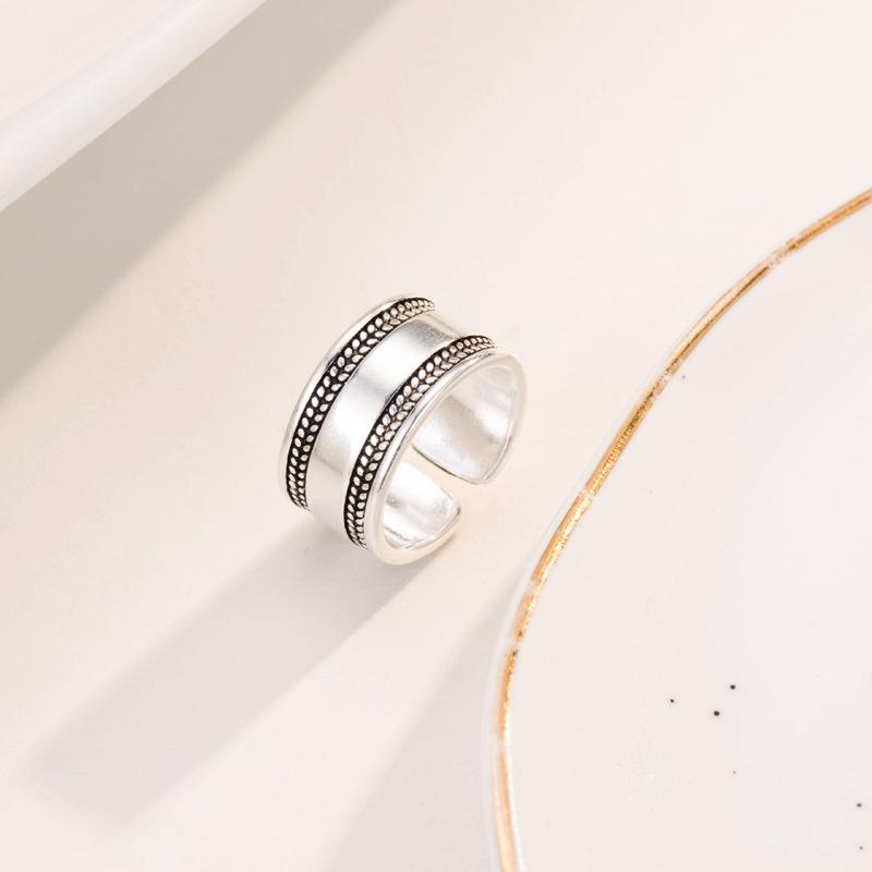 Vintage Style Jewelry Silver Open Adjustable Punk Shape Olive Tree Rings for Women