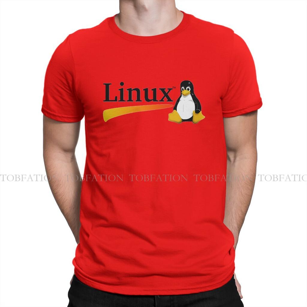 Classic O Neck Tshirt Linux Operating System Pure Cotton Fabric Basic T Shirt Men Clothes Fashion Oversized