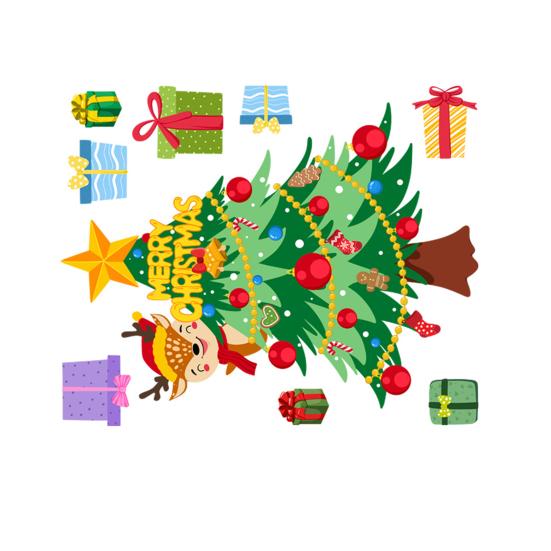 

Рождественская елка Подарочные наклейки для туалета Прочный водонепроницаемый ПВХ Ванная комната Домашние украшения Реалистичные наклейки на стены Детский декор для детской комнаты Easy Peel Stick 25*30cm