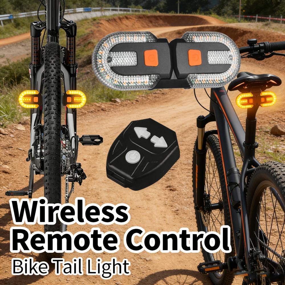 Bicycle Turn Signal Light Wireless Remote Control USB Rechargeable 3-Section Detachable Rear Warning Light for Night Riding